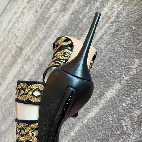 Black/Golden Casadei boots stretchy straps Size 7 Price firm - Picture 10 of 17